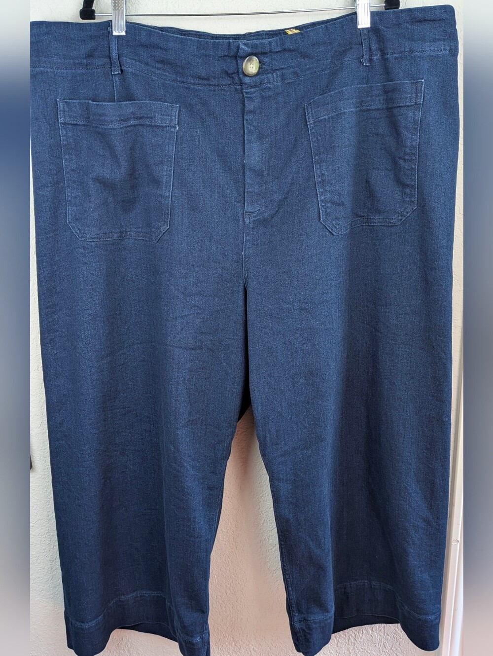 Anthropologie Maeve Colette Wide Leg Cropped Denim 26W Dark Blue Wash